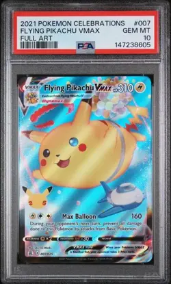PSA 10 2021 Pokemon SWSH Celebrations Flying Pikachu VM #007/02 - Image 1