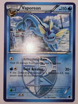 Pokemon TCG Vaporeon Plasma Freeze 20/116 Regular Uncommon LP - Image 2