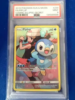🦷SC 2019 POKEMON SUN & MOON COSMIC ECLIPSE-SECRET FA/PIPLUP 239/236 PSA 9 - Image 1