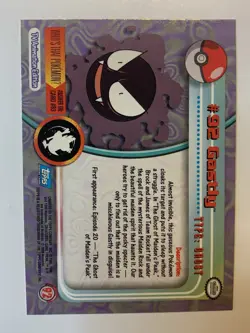 2000 Topps Pokemon TV Series 2 #92 Gastly (B) FREE COMBINED SHIPPING - Image 2