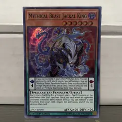 1ST EDITION MYTHICAL BEAST JACKAL KING 1996 INCH-EN048 YUGIOH CARD (LP/MP) - Image 1