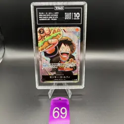 TAG GEM MINT 10 (951) MONKEY D. LUFFY #P-075 SAIKYO JUMP PROMO 2024 ONE PIECE 69 - Image 1