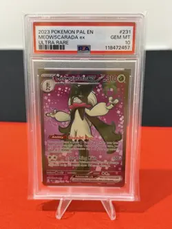 2023 Pokemon Paldea Evolved #231 Meowscarada EX Ultra Rare PSA 10 Card GEM MINT! - Image 1
