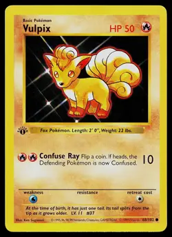 Pokemon Card - Vulpix Base Set (Shadowless) 68/102 Common 1st Edition - Image 1