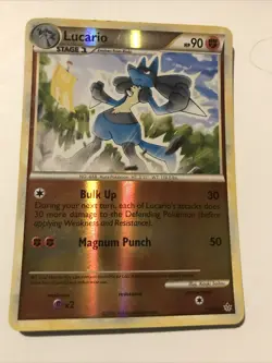 Pokemon TCG Lucario 19/95 Unleashed HGSS Reverse Holo Rare card - Image 1