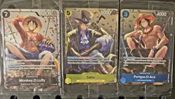 ONE PIECE CCG TIN SET VOL. 2 - 3 CARD SEALED PROMO SET LUFFY, ACE , SABO NM - Image 1