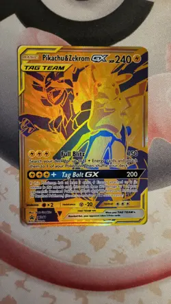 Pokemon Pikachu & Zekrom GX TAG TEAM GX gold Card Standard TCG - Image 1