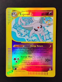 Espeon 11/147 Aquapolis Reverse Holo 2002 WOTC Vintage E-Reader Pokemon Card LP - Image 1