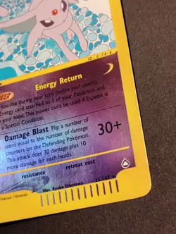 Espeon 11/147 Aquapolis Reverse Holo 2002 WOTC Vintage E-Reader Pokemon Card LP - Image 3