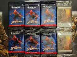 Magic the Gathering Spider Man Play Booster Pack Lot of 6 + 30 Lands New SEALED - Image 1