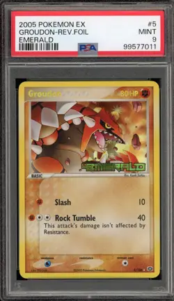 Pokemon Groudon EX Emerald Reverse Holo Rare #5 PSA 9 Mint - Image 1