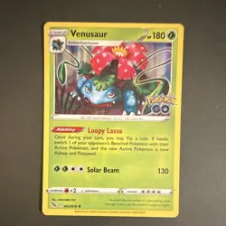 Pokemon Venusaur 003/078 GO Holo Rare Stage 2 HP180 Solar Beam Card - Image 1