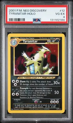 2001 POKEMON NEO DISCOVERY #12 TYRANITAR-HOLO PSA 4 - Image 1