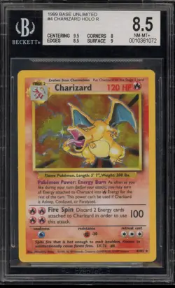 Pokemon Charizard Base Set Unlimited Holo Rare #4 BGS 8.5 - Image 1