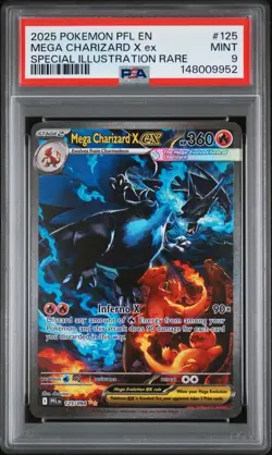 PSA 9 MINT 2025 POKEMON PFL EN-PHANTASMAL FLAMES #125 MEGA CHARIZARD X ex SIR - Image 1