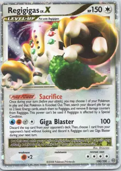 2008 Diamond & Pearl - Stormfront Regigigas LV.X Level-Up/Rare Holo LV.X #100 - Image 1
