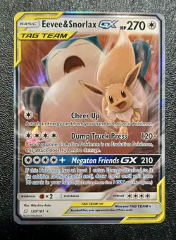 Pokemon TCG Eevee & Snorlax GX Sun And Moon Team Up 120/181 - Image 1