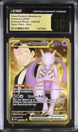 Pokemon Team Rocket's Mewtwo ex 240/182 Destined Rivals - CGC 10 PRISTINE - Image 1