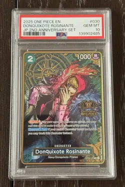 2025 ONE PIECE JPN 2ND ANNIVERSARY SET #030 DONQUIXOTE ROSINANTE PSA 10 - Image 1