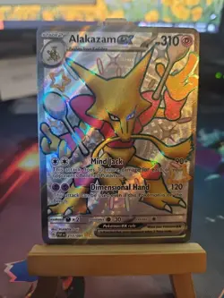 Pokemon Alakazam EX TCG Holo Shiny Ultra Rare Card Paldean Fates 215/091 NM - Image 1