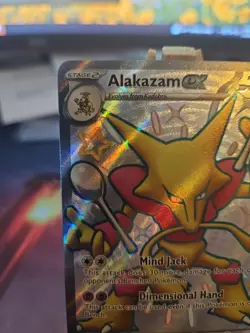 Pokemon Alakazam EX TCG Holo Shiny Ultra Rare Card Paldean Fates 215/091 NM - Image 2