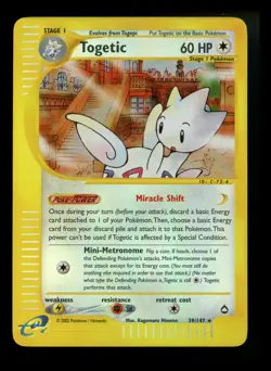Togetic 39/147 Aquapolis 2002 Reverse Rare Holo e-Series Pokemon Card TCG - Image 1