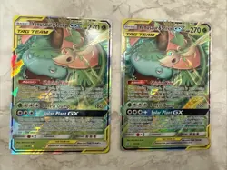 Venusaur & Snivy GX Holo Tag Team 1/236 Sm-Cosmic Eclipse Mint (2 Cards) - Image 1