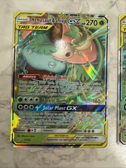 Venusaur & Snivy GX Holo Tag Team 1/236 Sm-Cosmic Eclipse Mint (2 Cards) - Image 2