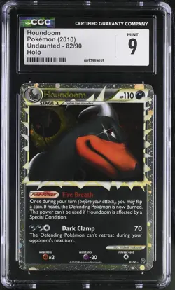 CGC 9 MINT Houndoom 2010 Undaunted 82/90 Holo Pokemon Card - Image 1