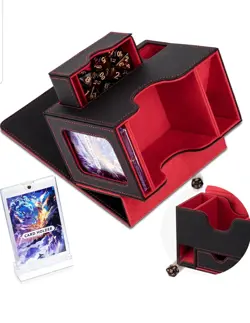 Deck Box for TCG Card Storage Magnetic Closure, Dice Rolling Area, 100-120 Cards - Image 1