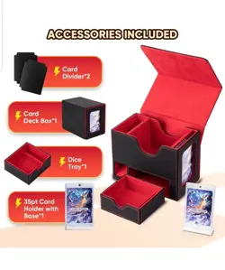 Deck Box for TCG Card Storage Magnetic Closure, Dice Rolling Area, 100-120 Cards - Image 4