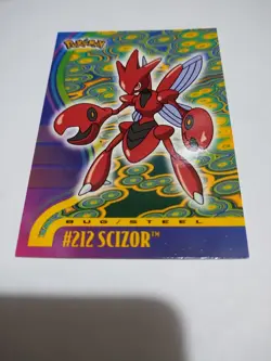 Mint Pokemon Card Vintage 2001 Glossy Topps Johto League Champions Scizor #212 - Image 2