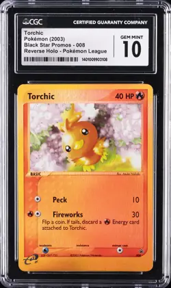 2003 POKEMON BLACK STAR PROMOS #008 TORCHIC CGC 10 GEM MINT - Image 1