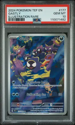 2024 POKEMON TEF EN-TEMPORAL FORCES ILLUSTRATION RARE #177 GASTLY PSA 10 - Image 1