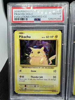 Pokemon XY Evolutions Cracked Ice Holo Mewtwo 51 & Pikachu 35 PSA 8 Sequential - Image 2