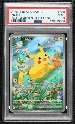 Pikachu (Paldea Adventure Chest) Holo Pokemon Scarlet & Violet Black Star PSA 9 - Image 1