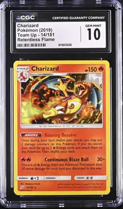 CGC 10 - CHARIZARD - 14/181 TEAM UP RELENTLESS FLAME POKEMON - Image 1