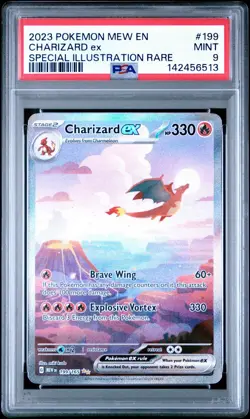 2023 POKEMON MEW EN-151 SPECIAL ILLUSTRATION RARE #199 CHARIZARD EX MINT PSA 9 - Image 1