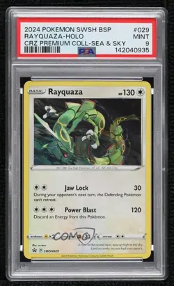 Rayquaza Holo Pokemon Sword & Shield Black Star Promo PSA 9 MINT - Image 1
