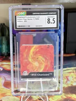 1999 POKEMON ACTION FLIPZ SER ONE #2 CHARIZARD/CHARMANDER/CHARMELEON CGC 8.5 - Image 1