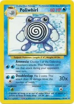 Pokemon - Poliwhirl - 38/102 - Uncommon - Unlimited Edition - Base Set - LP - Image 1