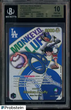 2025 One Piece Promo Dodgers Attendance Giveaway Monkey D. Luffy BGS 10 PRISTINE - Image 1