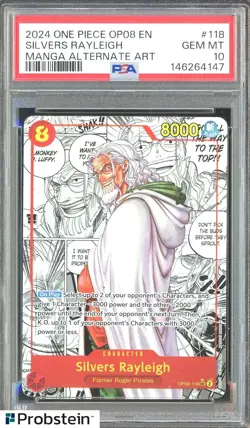 2024 One Piece OP08 EN Manga Alternate Art #118 Silvers Rayleigh PSA 10 GEM MINT - Image 1