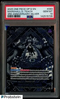 2025 One Piece OP12 English 3rd Anniversary Silver #093 Marshall D. Teach PSA 10 - Image 1