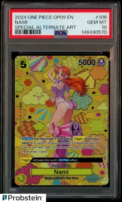 2024 One Piece OP-09 EN Special Alternate Art #106 Nami PSA 10 GEM MINT - Image 1