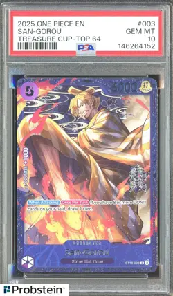2025 One Piece Treasure Cup Top 64 #003 San-Gorou Sanji PSA 10 GEM MINT - Image 1
