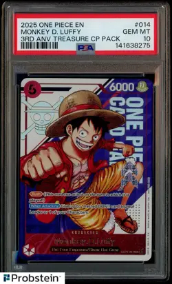 2025 One Piece EN 3rd Anniversary Treasure CP Pack #014 Monkey D. Luffy PSA 10 - Image 1