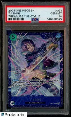 2025 One Piece EN Treasure Cup Top 16 #031 Tashigi PSA 10 GEM MINT - Image 1