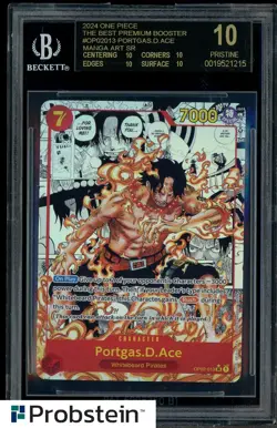 2024 One Piece Best Premium Bstr Manga OP02013 Portgas D. Ace BGS 10 BLACK LABEL - Image 1