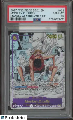 2025 One Piece EB02 En Manga Alternate Art #061 Monkey D. Luffy PSA 10 GEM MINT - Image 1